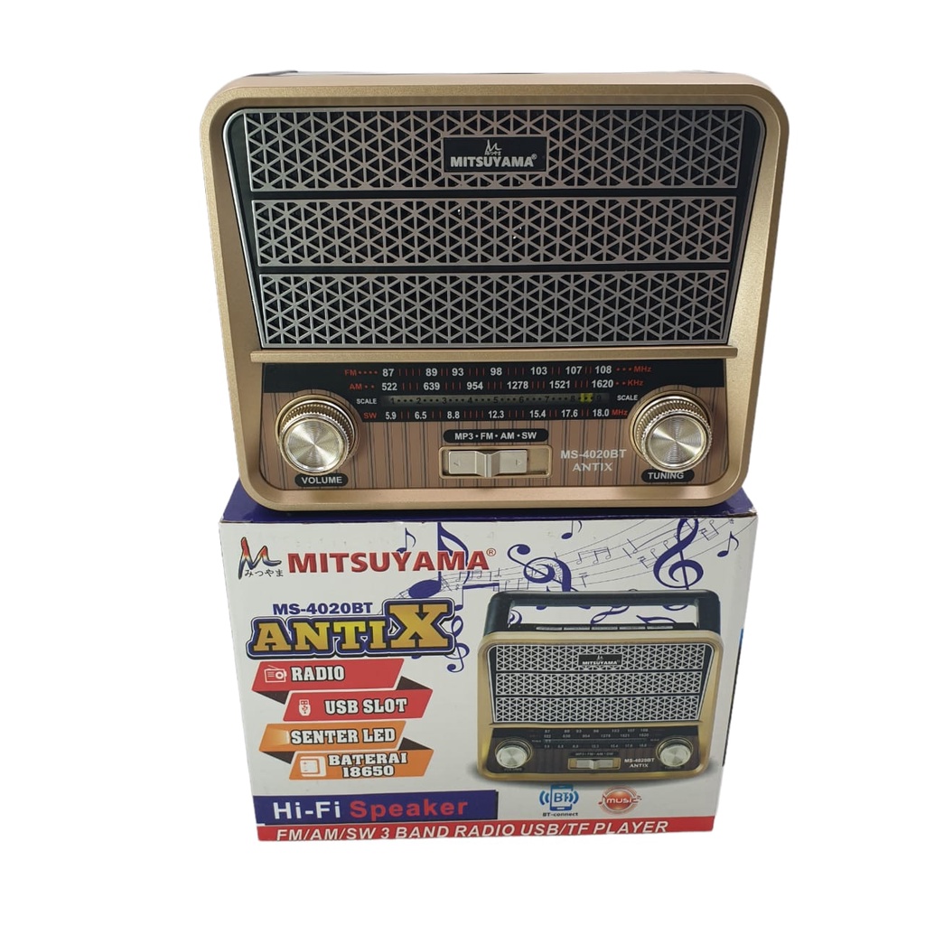 Radio Speaker Jam Senter Mitsuyama MS-4020BT UNIX 3&quot; Woofer Cas / Speaker Radio Senter Jam Cas/ Radio Mitsuyama Unix/ Radio Unix 4020bt/RADIO SENTER PORTABLE MITSUYAMA MS-4020BT ANTIX/ Radio Mitsuyama Antix/ Radio Antix Jaman dulu/ Radio