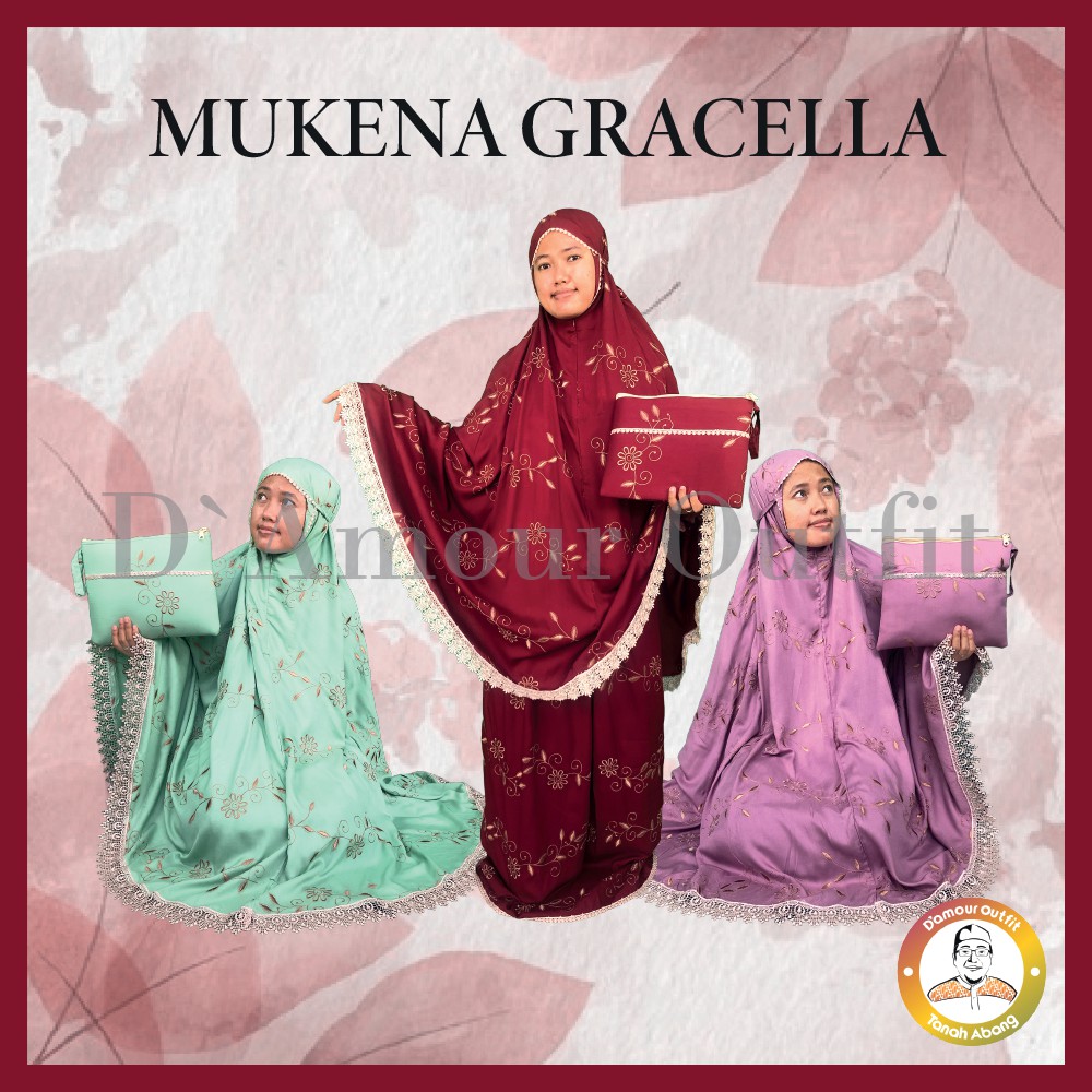 Mukena Travel, Mukena Travelling, Mukena Travelling Dewasa, Mukena Gracella Bordir Rayon Premium