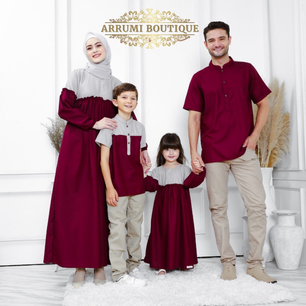 ARRUMI- BAJU COUPLE SARIMBIT KELUARGA MUSLIM KOKO AYAH DAN ANAK GAMIS IBU ANAK PEREMPUAN RAYA  Coupl