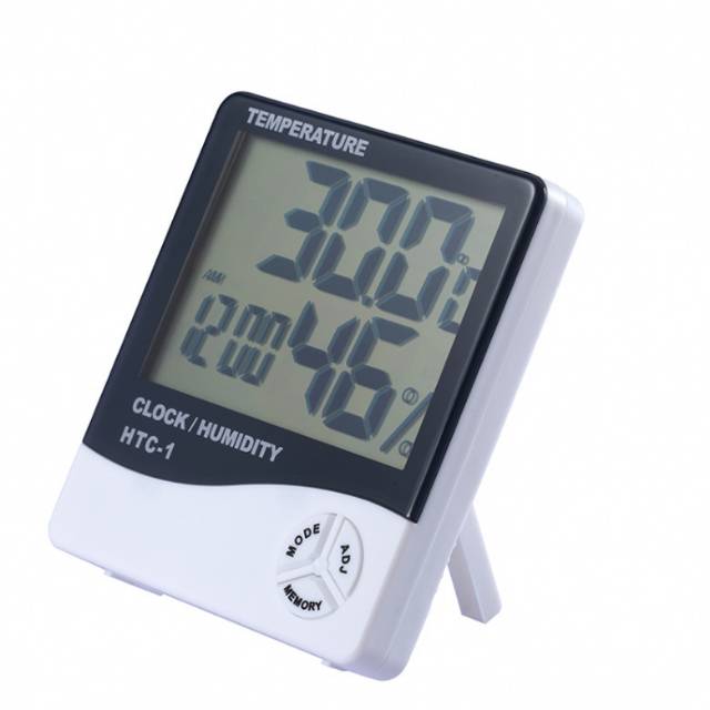 HTC-2 In/Out Thermometer Hygrometer Clock Temperature Humidity 3 row