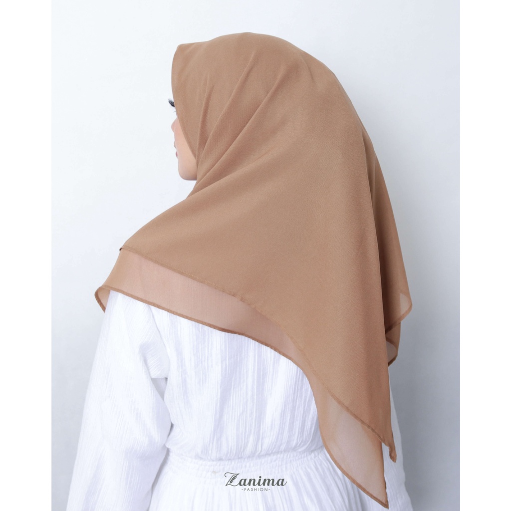 Jilbab Segi Empat Instan Double Layer Bahan Ceruti Babydoll - Zanima Brown