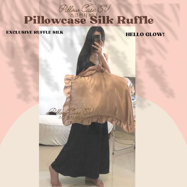 SARUNG BANTAL SILK RUFFLE SV / SARUNG BANTAL SATIN RUFFLE / SARUNG BANTAL SATIN SILK RUFFLE / SARUNG BANTAL RUFFLE / PILLOWCASE SILK RUFFLE