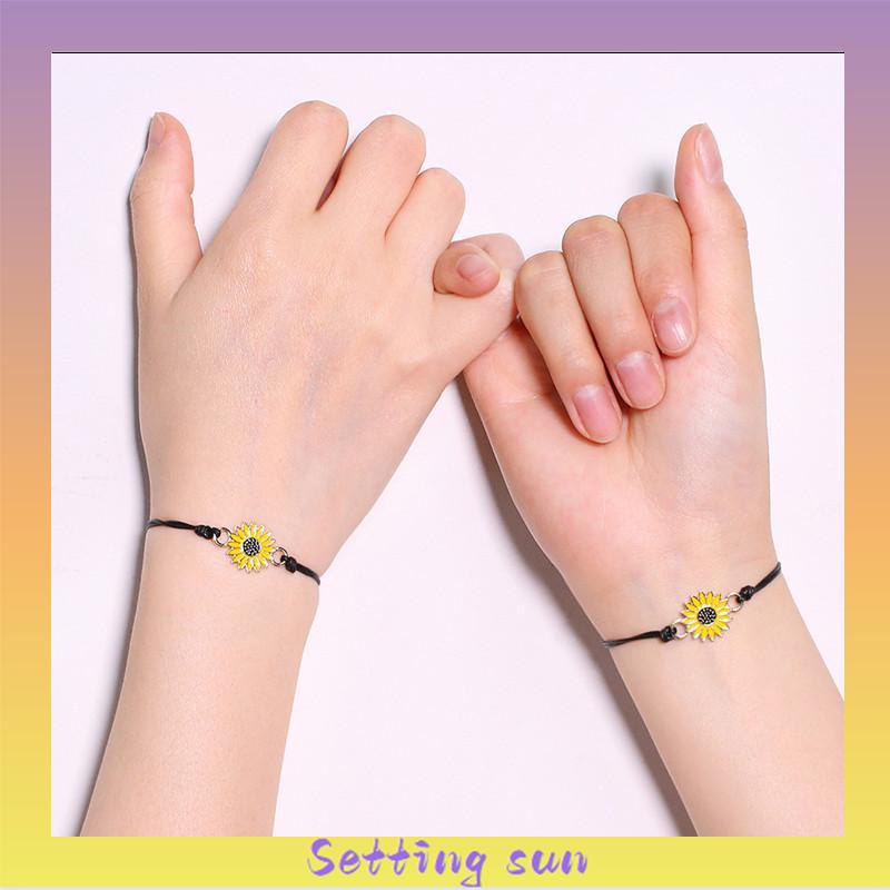 2 Pcs Korean Fashion Gelang Tali Ersahabatan Anyaman Krisan Bunga Matahari Fashion TN