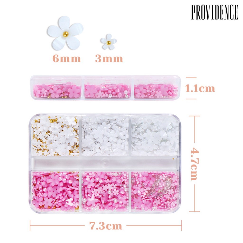 Providence 6 Sekat / Set Hiasan Kuku Bentuk Bunga Bahan Resin Untuk Aksesoris Nail Art / Manicure