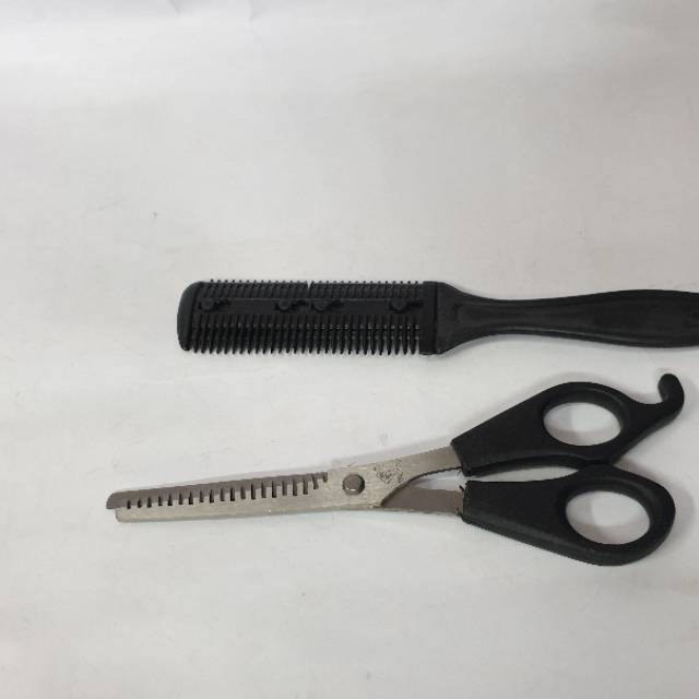 GUNTING RAMBUT SASAK BABAT BAGUS  STYLISH STEEL SCISSORS DAN PISAU CUKUR 2IN1MURAH ZIG ZAG