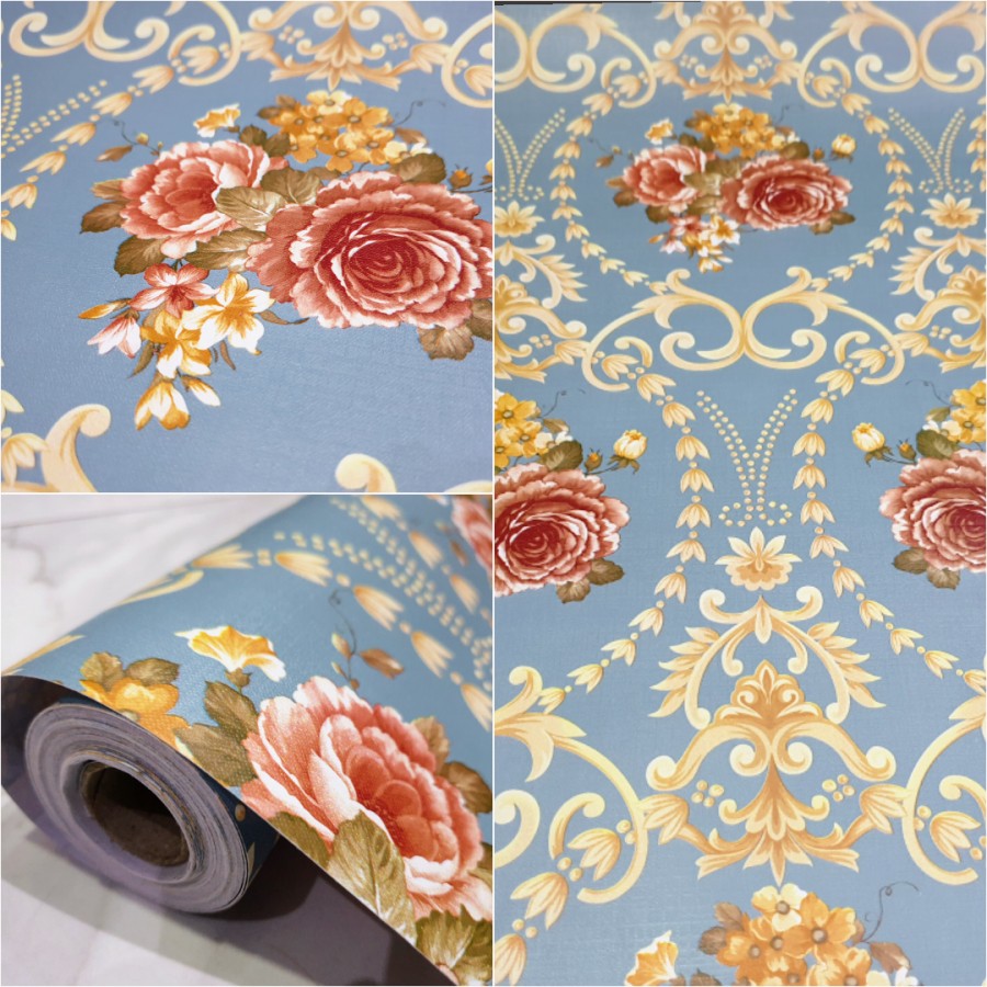 (COD) Wallpaper Stiker Dinding / Walpaper dinding Kamar Tidur Wallpaper Motif Batik Nusantara Bahan PVC Premium (SUDAH ADA LEM)