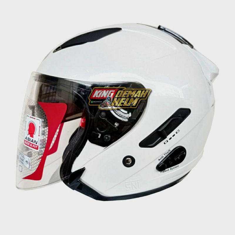 HELM KYT GALAXY SLIDE FLAT R PLAINT WHITE 2 VISOR HELM HALF FACE DOUBLE VISOR KYT GALAXY SLIDE PUTIH