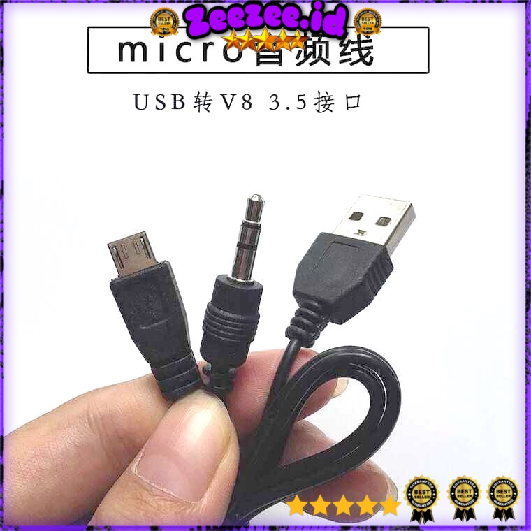 Kabel Splitter Micro USB ke AUX 3.5mm  USB Male - V835 - Black