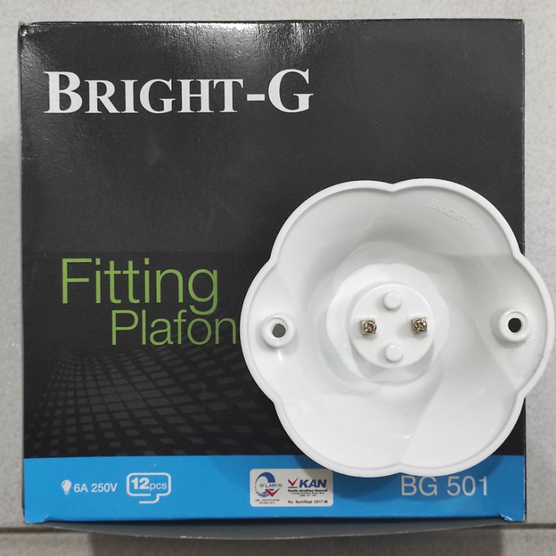 Fitting Lampu Plafon Bright-G / Piting Duduk PLAFON TEBAL Bulat Twist Bunga - BG 501 / BRIGHTG