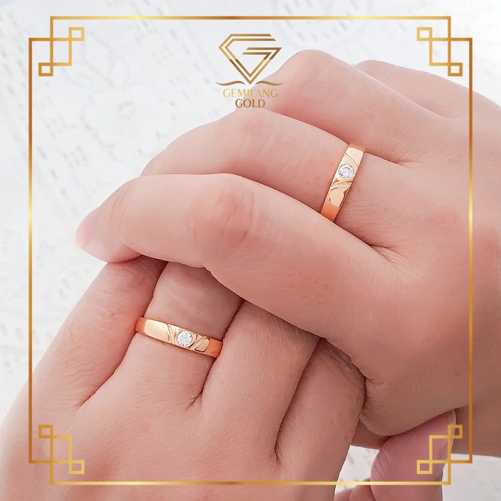 CINCIN KAWIN EMAS ASLI KADAR 375 (8K) CINCIN NIKAH MATA SATUAN - SEPASANG WEDDING SERIES (WR 16)
