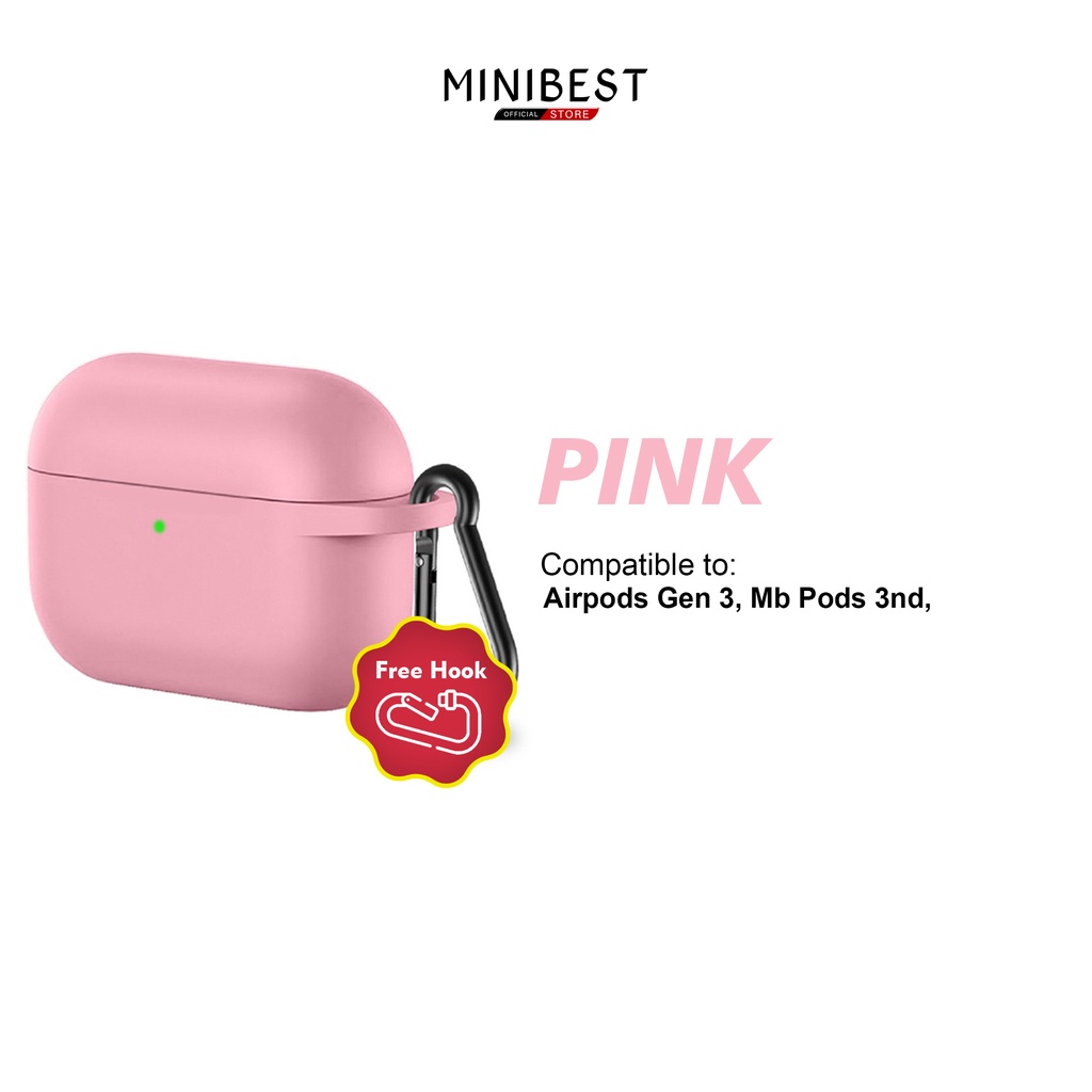 MINIBEST Case / Casing MB_Pods 3rd Generation (Premium Silicone Softcase + Free Hook) by minibest Indonesia-G3 Pink Sand