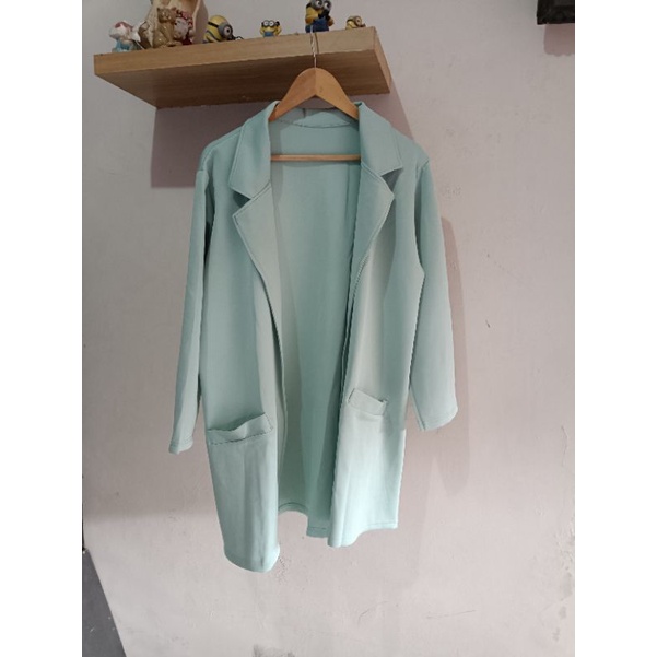 Ld120 Ld140 Outer Long Blazer kerja Basic scuba bigsize jumbo oversize polos