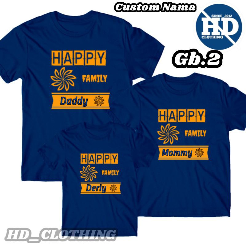 Kaos custom Gratis Nama, baju couple happy family anak dan dewasa