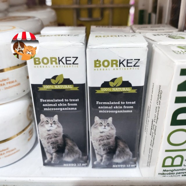 Borkez Herbal Antiseptic Kucing - Obat Kudis Jamur Kutu Tetes 12ml