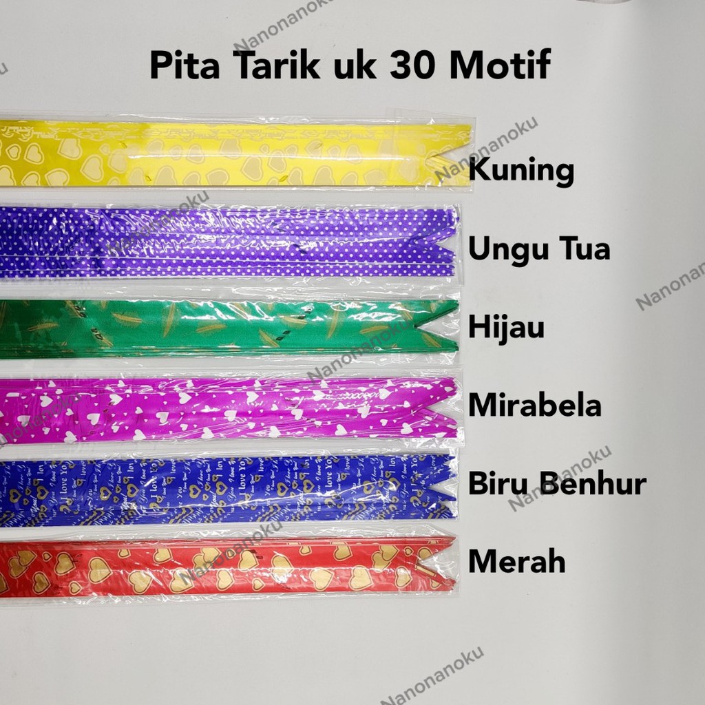 [10 pcs] Pita Tarik 30 mm Pita Serut Motif dan Les Mas