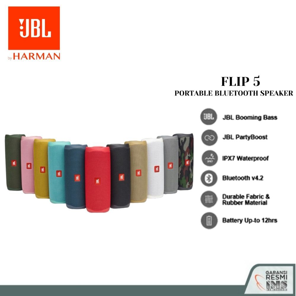 Jual JBL Flip 5 Portable Waterproof Bluetooth Speaker Garansi Resmi