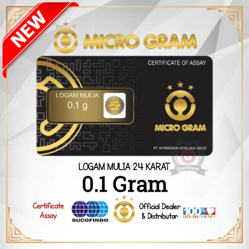 MICROGRAM 0.1 Gram Logam Mulia Emas Mini 24 Karat