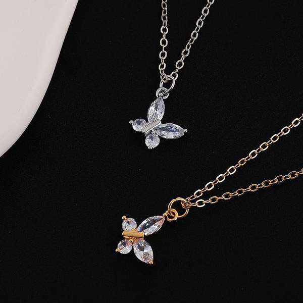 kalung fashion kupu-kupu crystal butterfly necklace jka251(3e3)