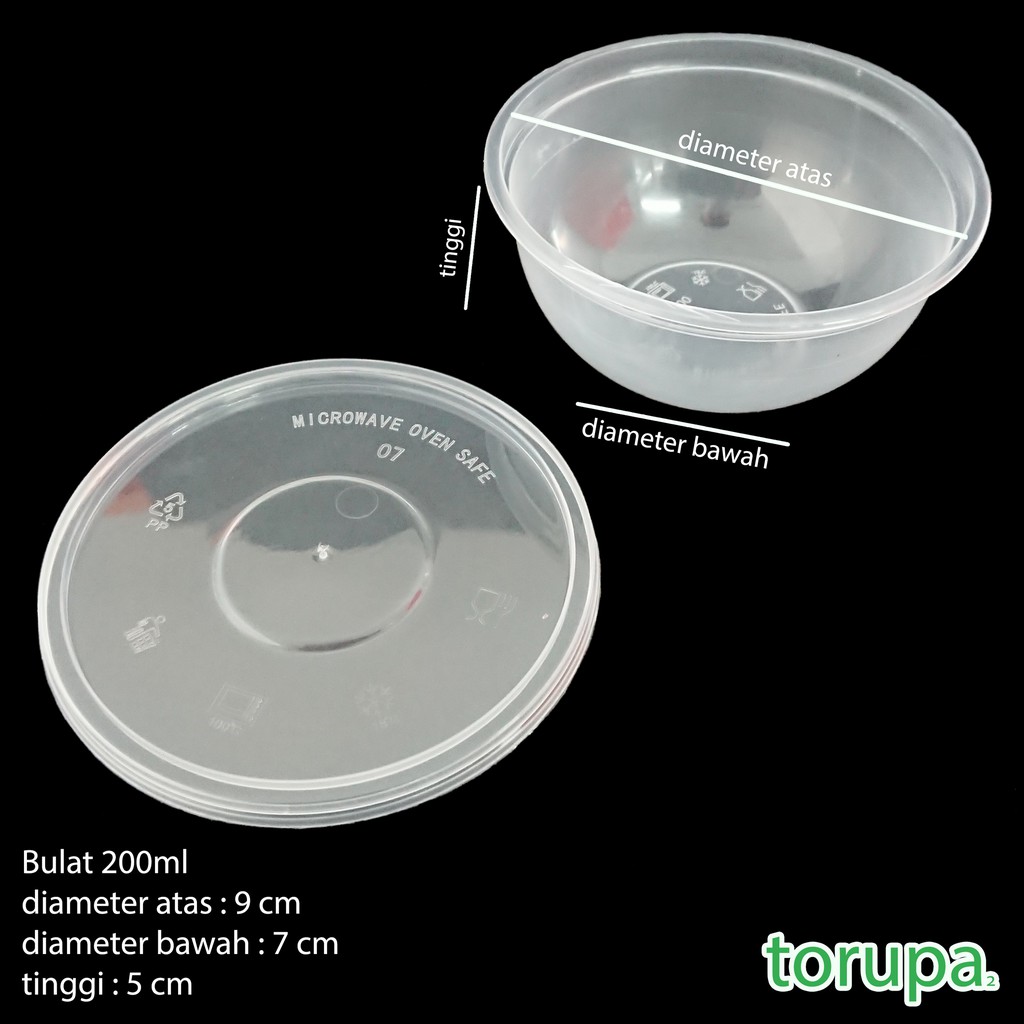 Kotak Makan Plastik Thinwall Food Container Bowl 200ml Lunch Box Kotak Tempat Penyimpanan Makanan