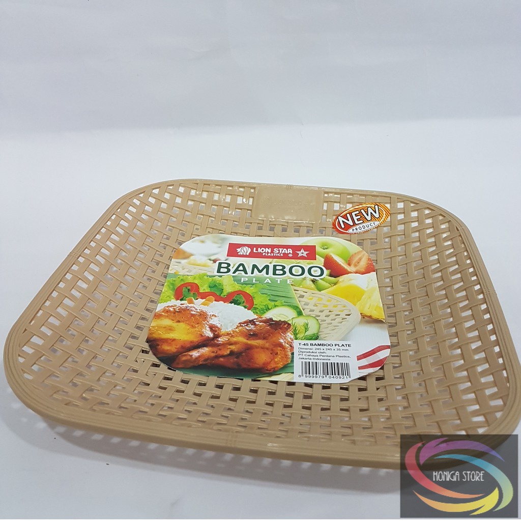 Lion Star T-45 Bamboo Piring Plastik / Piring Rotan Anyaman Bambu