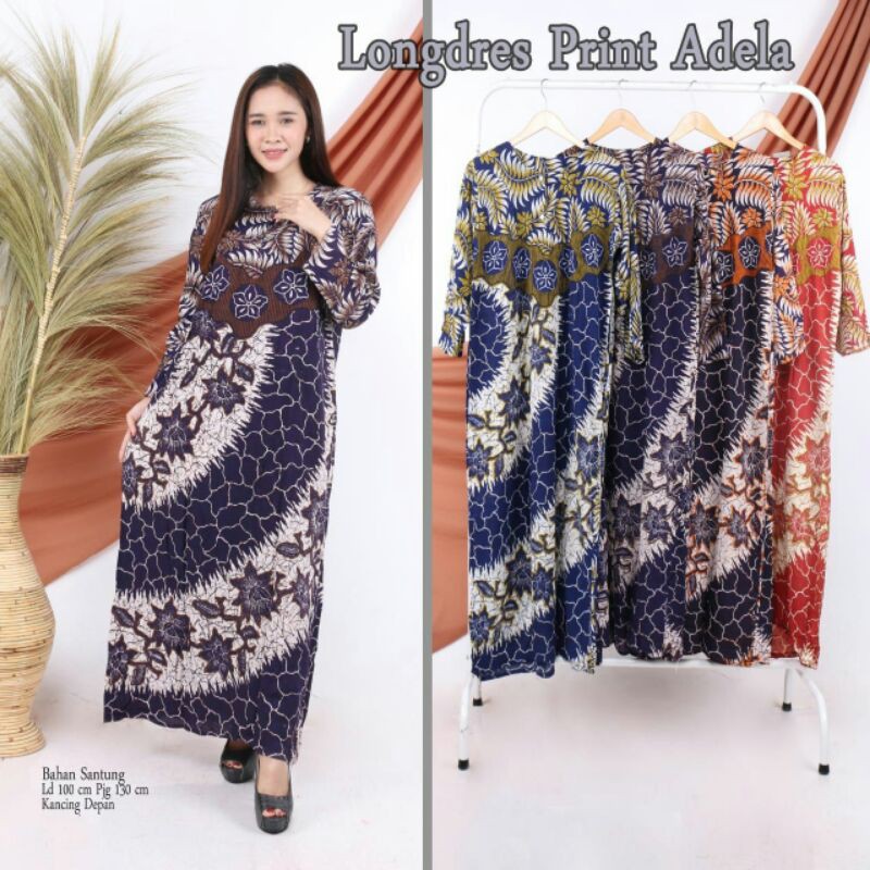 DASTER LONGDRESS ADELLA HOMEDRESS KANCING DEPAN LENGAN PANJANG BUSUI