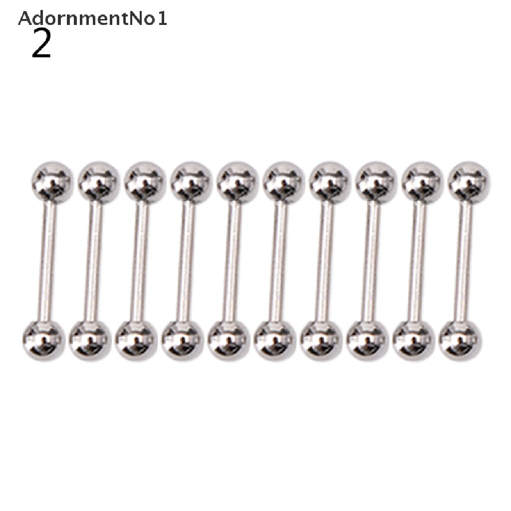 (AdornmentNo1) 10pcs / Set Anting Tindik Lidah / Puting Bentuk Barbel Bahan Stainless steel Untuk Wanita