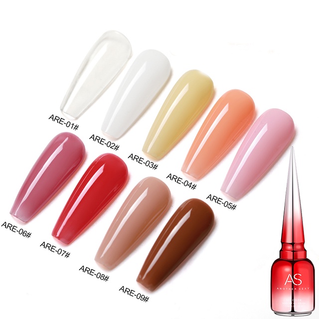 AS Strong Rubber Base Coat 2 in 1 Base Coat + Colors Gel 15ml Soak Off UV Gel Polish