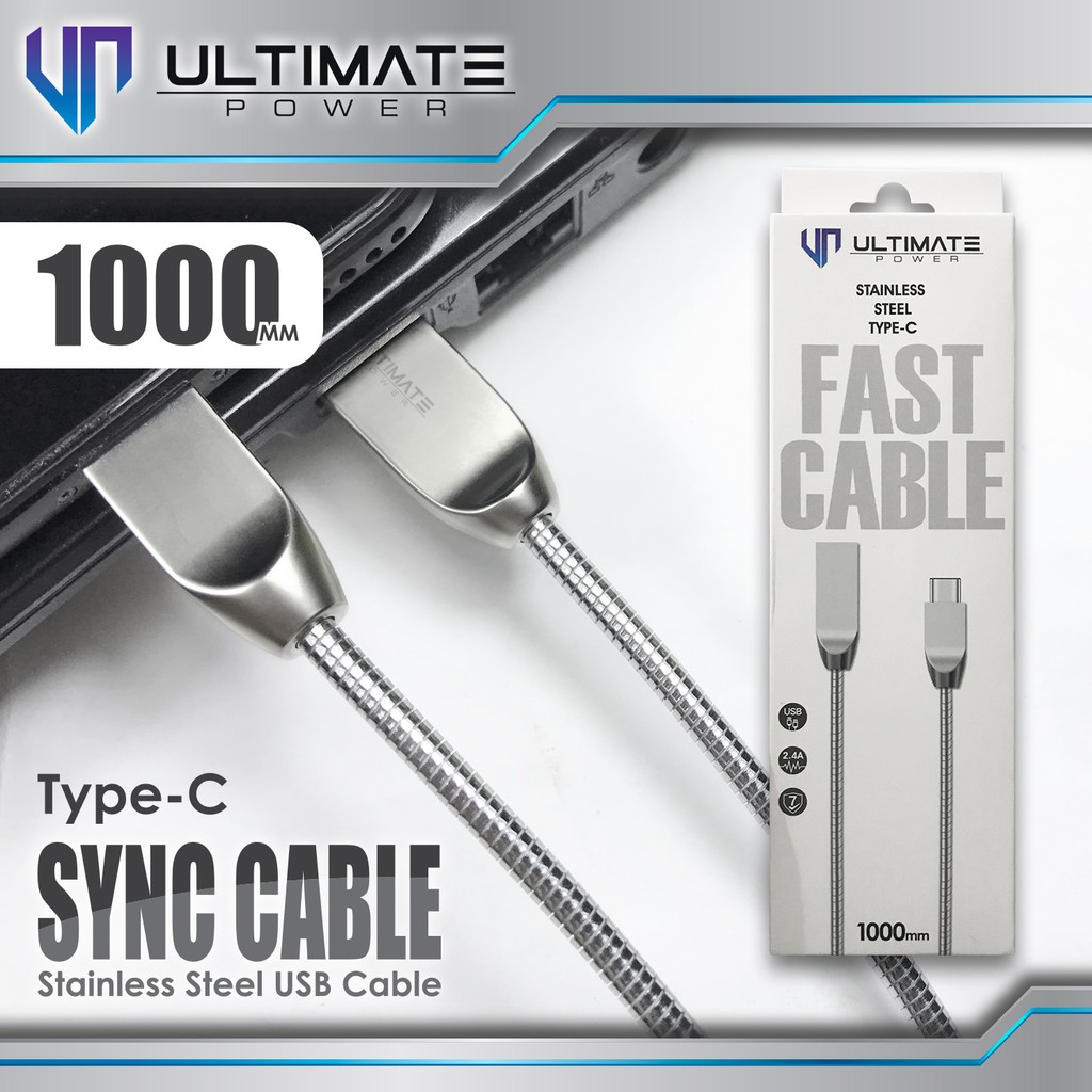 Data Cable Stainless Steel Type-C 1M Ultimate Power Original 100%