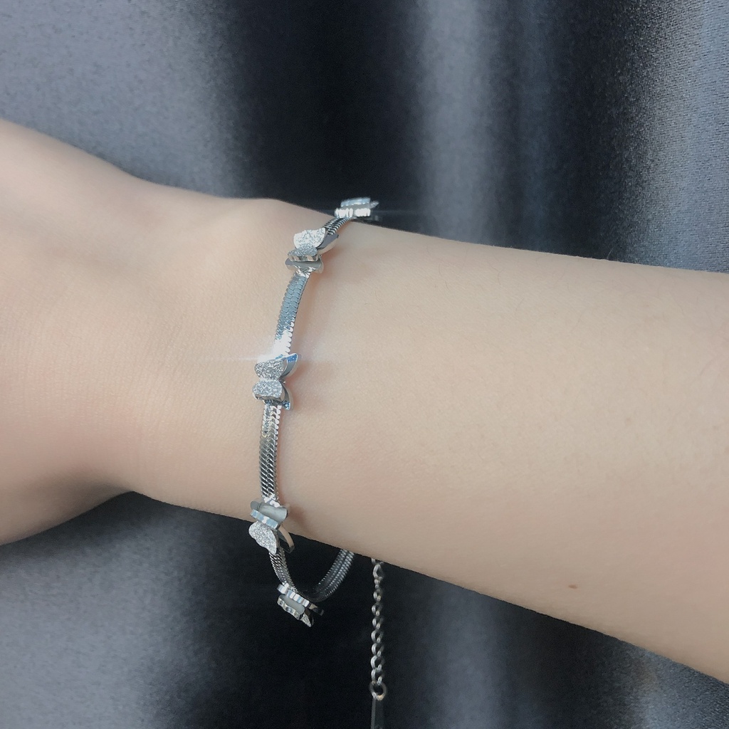 Gelang Dua Lapis Bahan Titanium Steel Motif Kupu-Kupu Warna-Warni