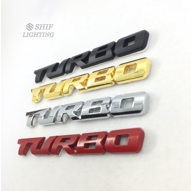 1Pc Stiker Emblem / Badge Motif Logo Turbo Bahan Metal untuk Mobil