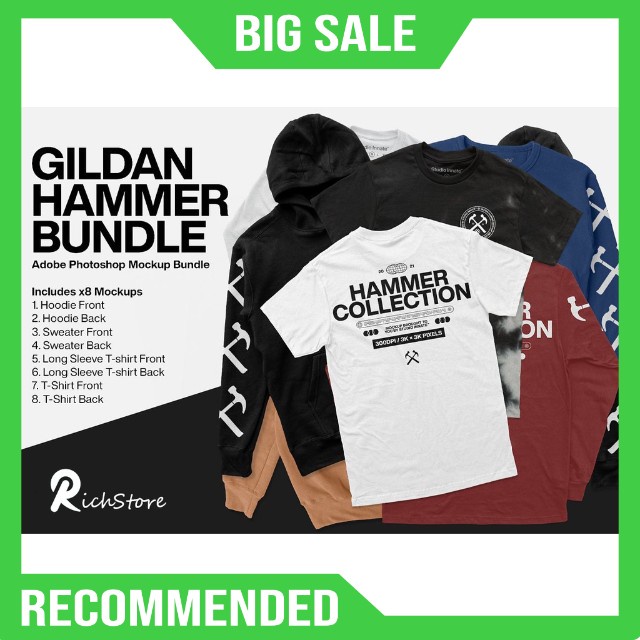 Mockup Desain Gildan Hammer Koleksi Hoddie Sweater Kaos
