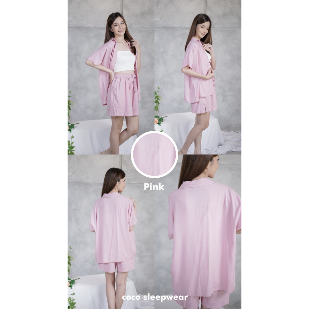COCO - DALMI SET - Setelan Wanita - Homewear - Set Rayon - Busui Friendly - Fashion Wanita-PINK