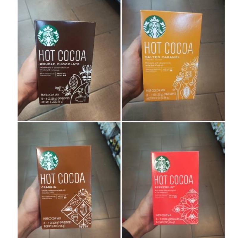 

Starbucks Hot Cocoa Classic / Peppermint / Double Chocolate / Salted Caramel Box 226g