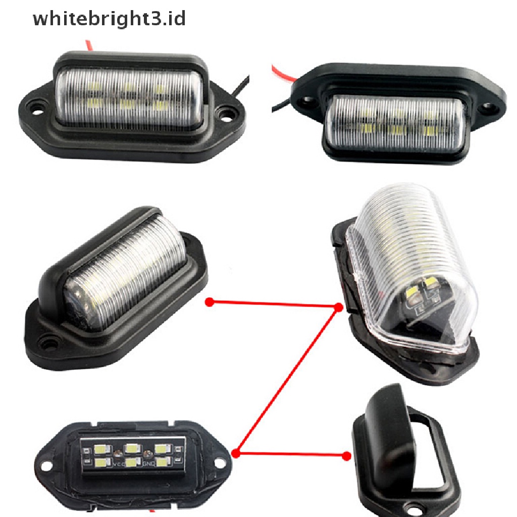 (whitebright3.id) 1pc Lampu LED 6smd 12V Tahan Air Untuk Plat Nomor Mobil / Truk / Perahu