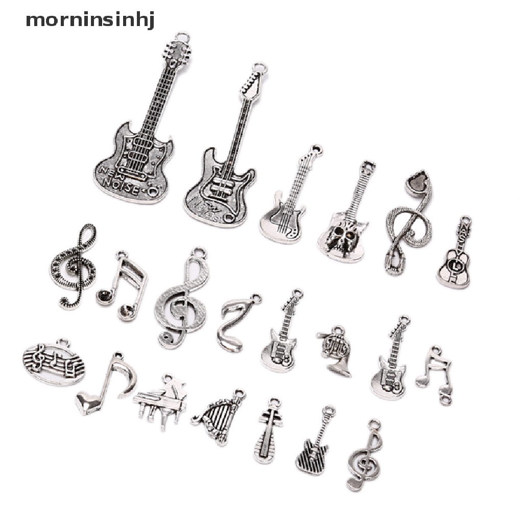 21pcs / set Liontin Bentuk Note Musik Gitar Bahan Alloy Gaya Vintage