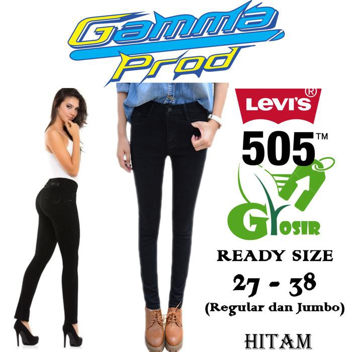 Sangat Laris Celana Soft Jeans Levis 505 Black/Hitam Skinny Wanita Grosir Big Size - Hitam, 31
