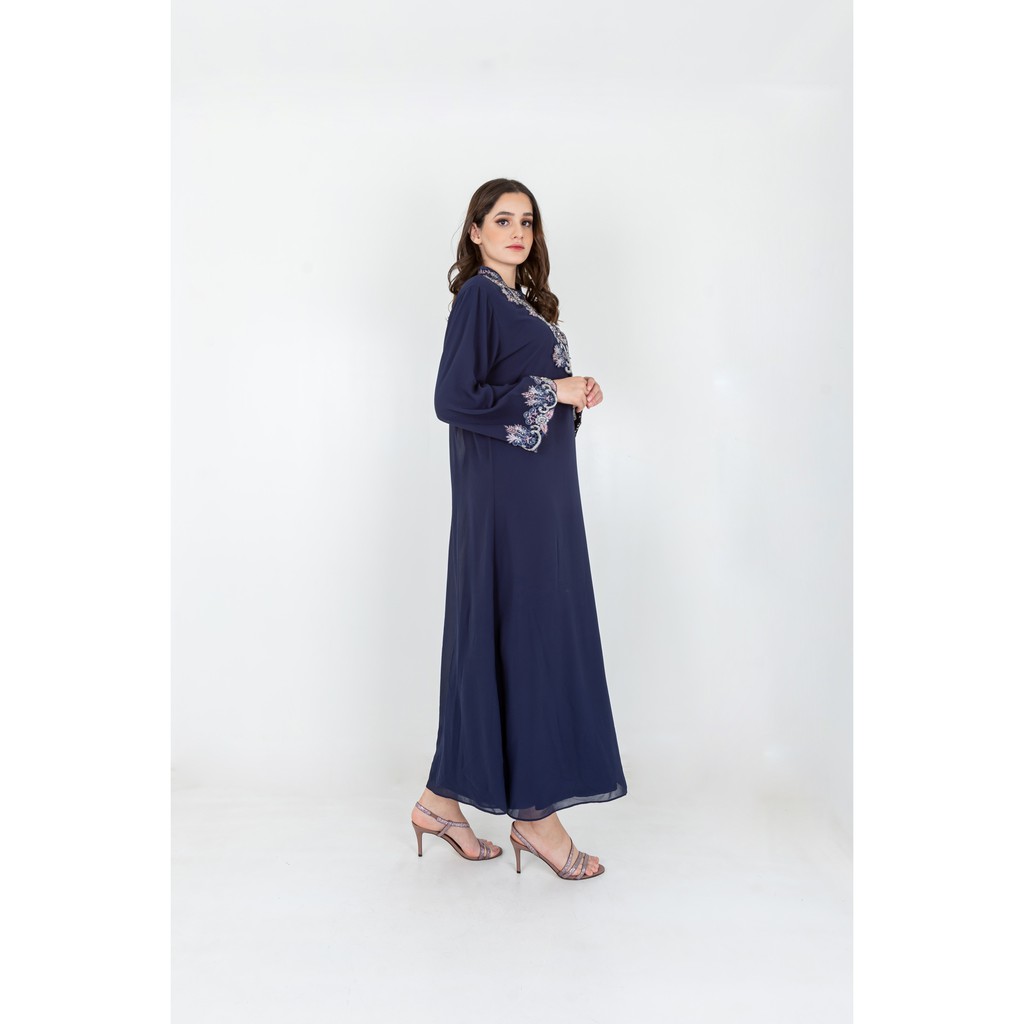 ICONS EMBELLISHED MANDARIN COLLAR GAMIS LEBARAN MODERN MEWAH FASHION WANITA MUSLIM TNIC0509BB