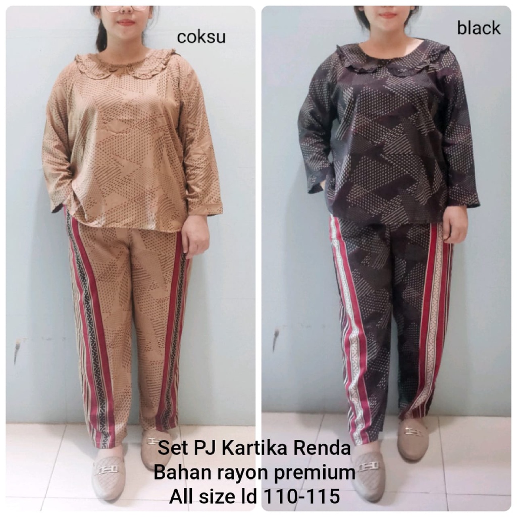 Setelan wanita.kulot batik PJ KARTIKA RENDA.RAYON PREMIUM ALL SIZE LD 110-115