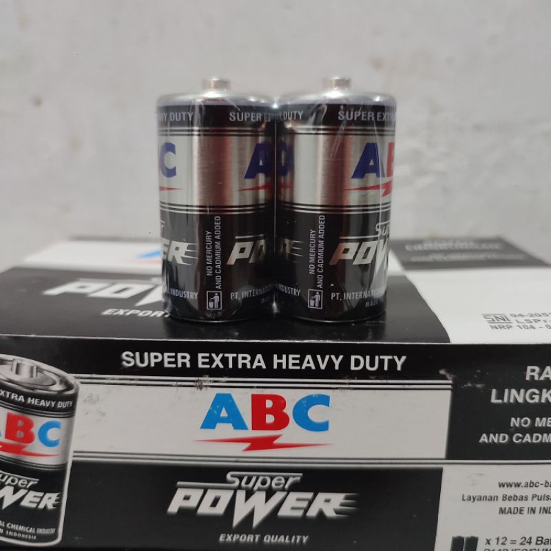 Batre/Baterai ABC Super Power Type C/Tanggung 1.5 Volt isi 2 ( Sepasang ) Original