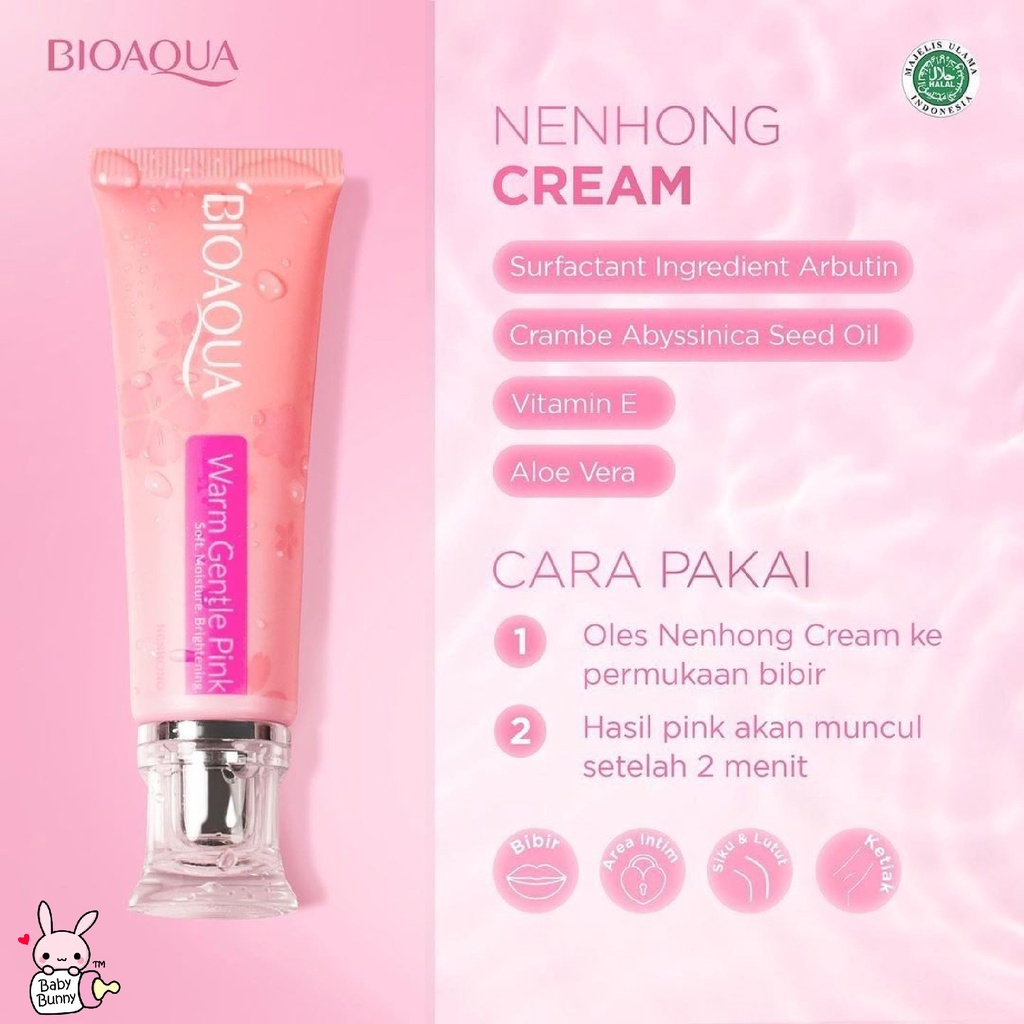 ❤ BELIA ❤ BIOAQUA Nenhong Pink Gentle Gel Cream 30g Warm Gentle Pink Nenhong Lip Serum Pemerah Bibir Serum Bibir Untuk Bibir Hitam | BPOM