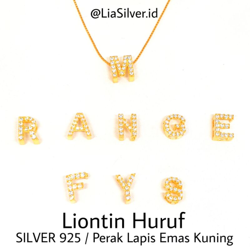 Liontin Huruf - SILVER 925 / Perak Lapis Emas Kuning