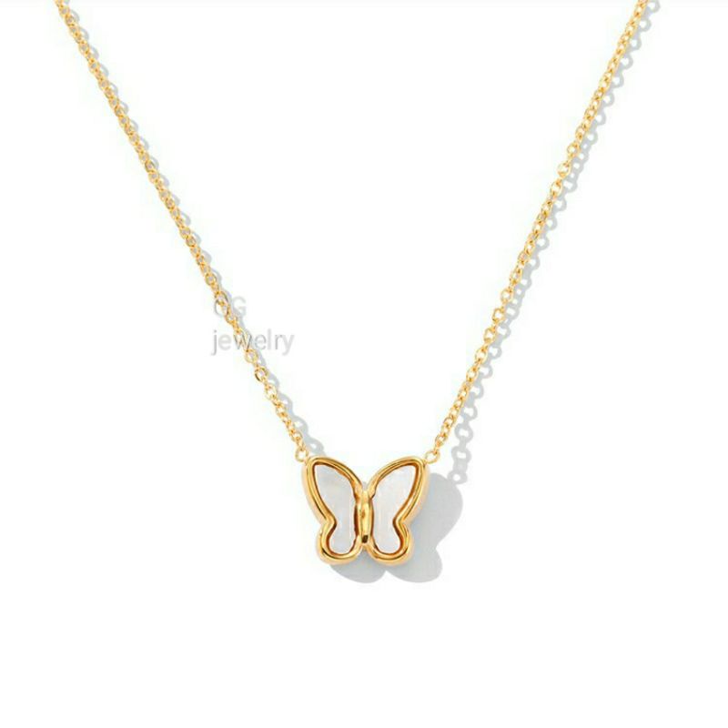 GG Kalung Single Butterfly Rantai Classic Gold