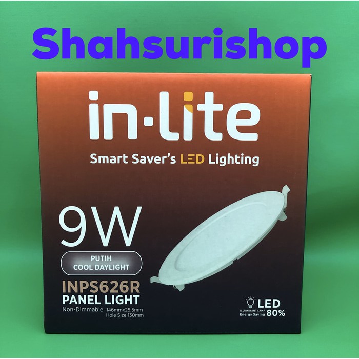 LED PANEL INLITE IN-LITE 9W 9 W 9WATT BULAT INPS 628R