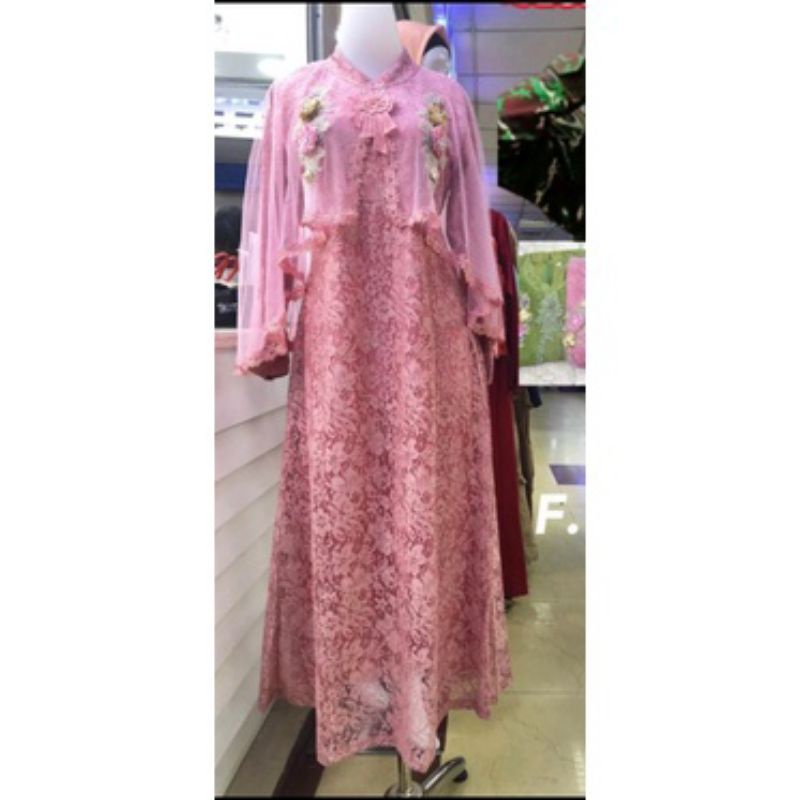 Gamis Brukat Thalita (Ready Peach,Marun)
