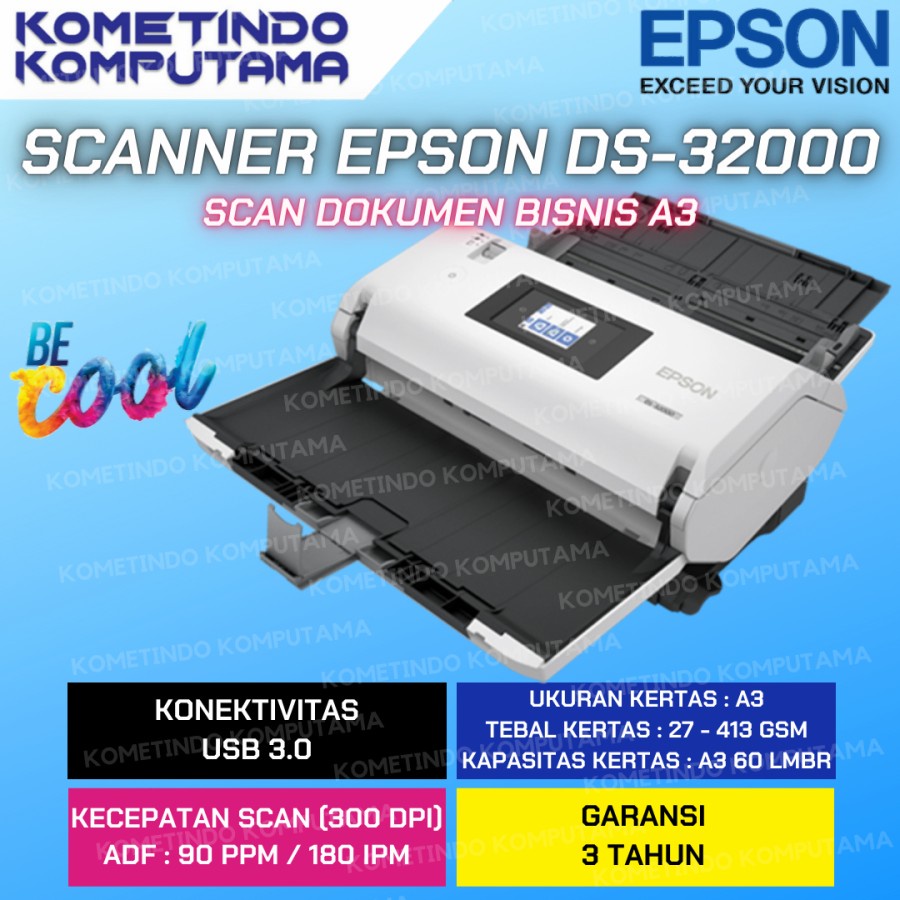 TKDN Epson WorkForce DS-32000 A3 Duplex Sheet-fed Document Scanner / A3 Duplex Sheet Fed Colour Scanner