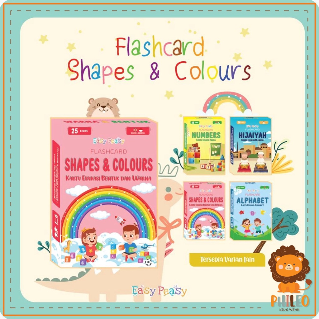 PHILEO | SHAPES AND COLORS  FLASH CARD - MAINAN KARTU EDUKASI ANAK - KARTU BELAJAR BAHASA INGGRIS DA