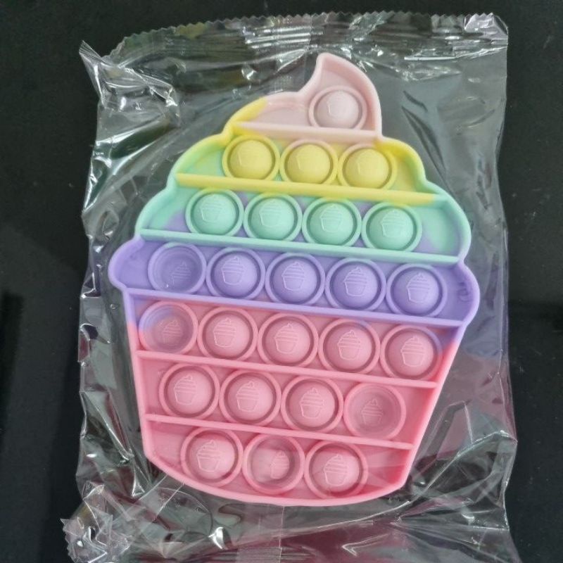 POP IT FIDGET TOY mainan penghilang stress relief kids kualitas 3d embos premium / MAINAN POP IT TIK TOK ANAK-Cupcake rainbow