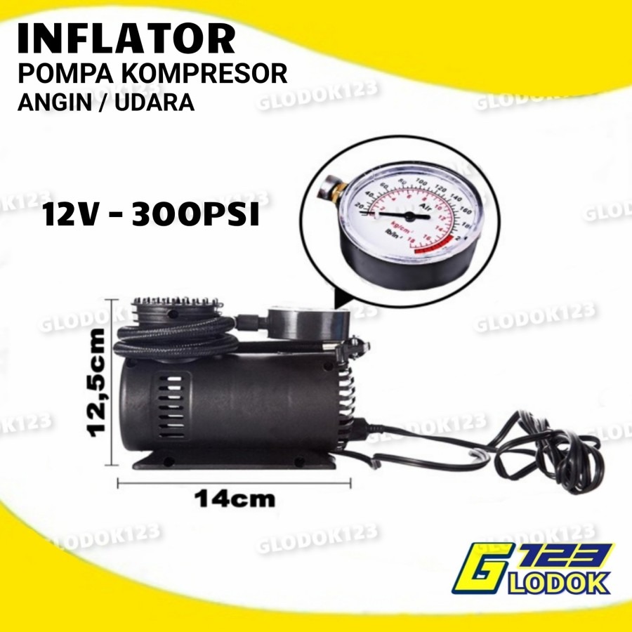 Pompa Elektrik Tekanan Angin Ban Inflator Kompresor Udara DC 12V