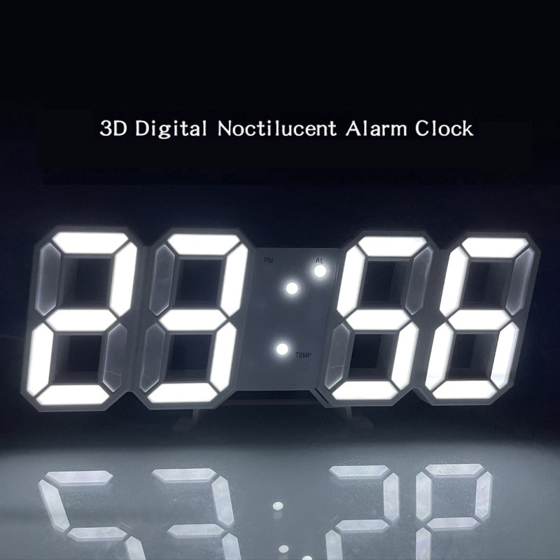 Taffware Jam Dinding Digital plus Suhu ruangan bisa jadi Jam Meja Digital Clock jam weker alarm alaram beker lonceng bangun pagi jam kamar tidur dekorasi kamar tidur Digital Alarm Clock Led Electrci Mini Silent Wall Clock for Bedroom Home Decor Smart