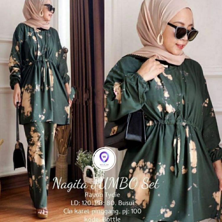 Murah banget Setelan One Set Tie Dye Lengan Panjang Nagita Set Jumbo / Baju Daster Wanita Jumbo Moti